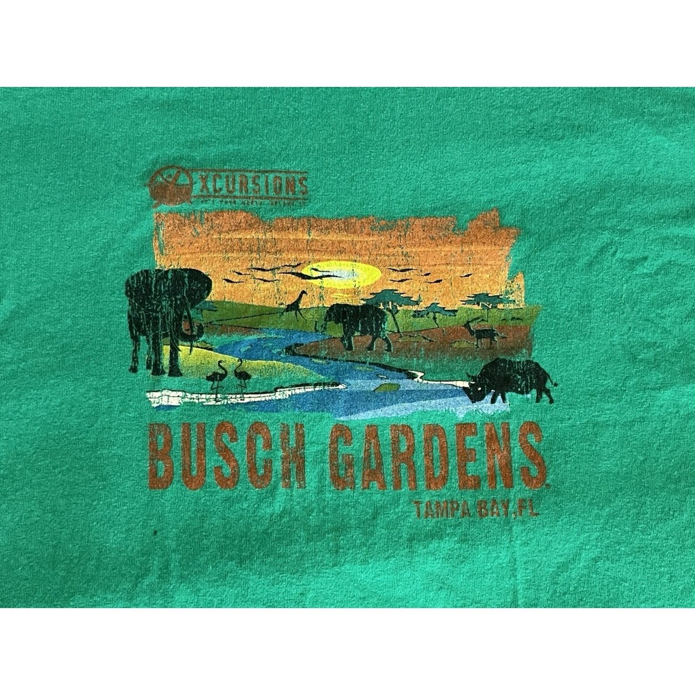 Vintage Busch Gardens T Shirt Graphic Safari Excursion Tampa FL Green M - Picture 8 of 16